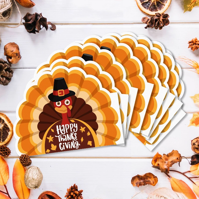 20pcs/Pac 28*36cm Thanksgiving Shaped Paper Napkins Autumn Party Holiday Disposable Paper Napkins Decorative Placemats
