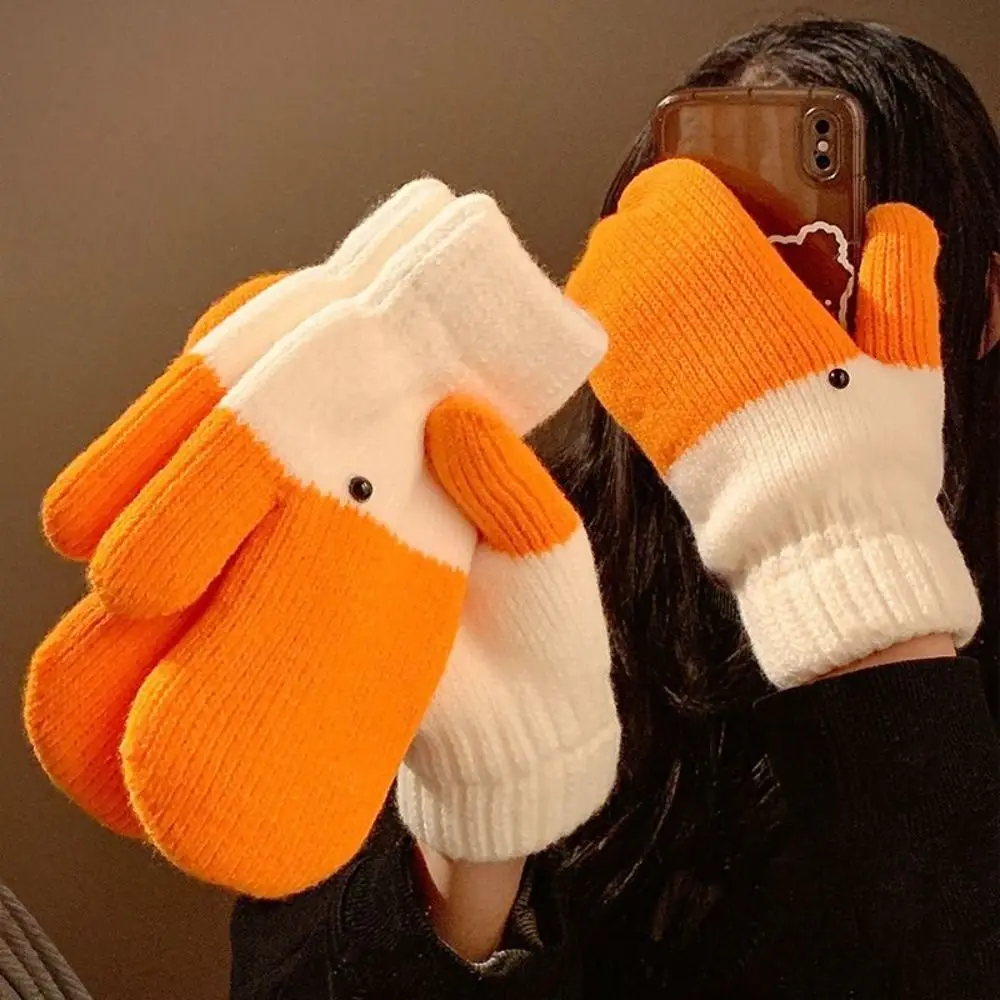 Big Goose Shape Mitten Gloves with Thickened Fleece to Keep Warm Women's Gloves Cold Protection Finger-separated Gloves