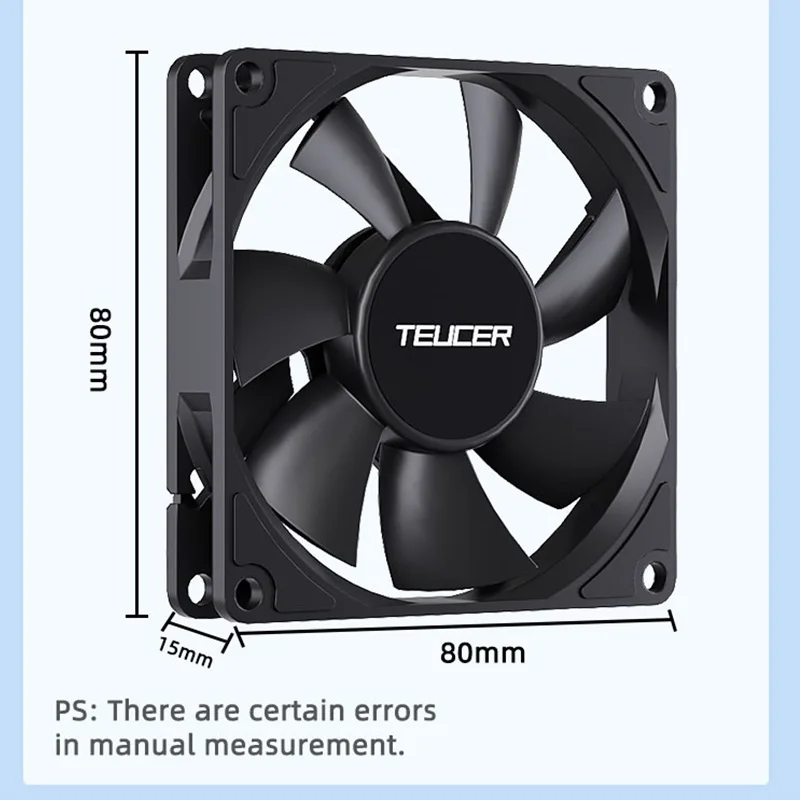 TEUCER 8015 Computer Case 80mm/92mm 4-pin PWM High Airflow Ultra-thin Cooling 1200-3000RPM Cascadable FDB Bearing Fan_voghion.com
