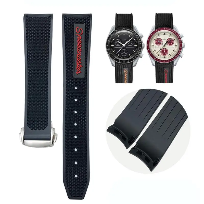 SCHIK Natural Rubber 20mm 21mm 22mm Watchband For Omega Speedmaster Seamaster 300 Soft Silicone Moonwatch S Watch Strap Men