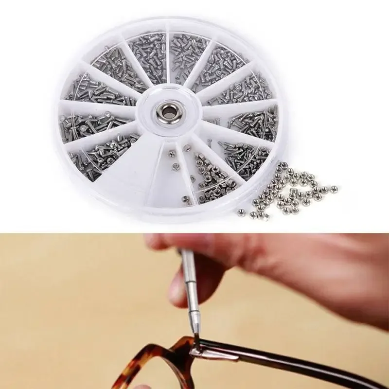 12 Kinds of Small Screws Nuts Assortment Kit M1 M1.2 M1.4 M1.6 Screw for Watches Glassess Frame Repair Tools with Screwdriver