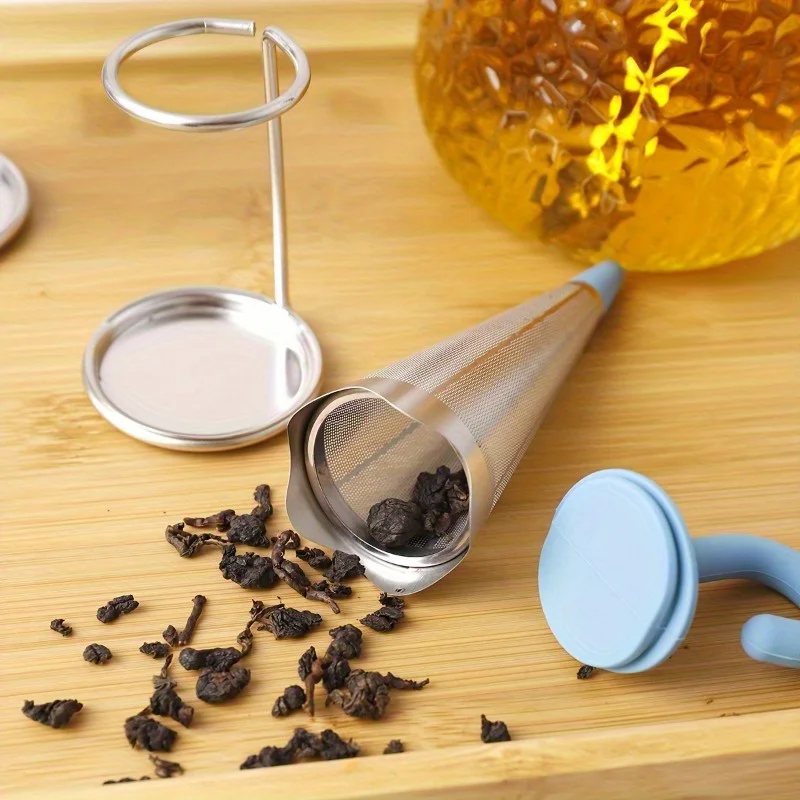 Reusable Umbrella Tea Infuser with Drip Tray – Stainless Steel Fine Mesh Tea Strainer