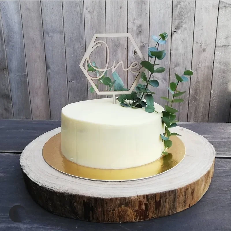 New One Cake Topper Wooden One Baby Acrylic Gold for Kid 1st Birthday Party Decorations Baby Shower