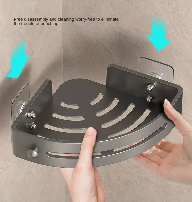 ชั้นวางของในห้องน้ำ 2 ชิ้น ชั้นวางของในครัว อุปกรณ์จัดระเบียบพลาสติก ชั้นวางแชมพู ชั้นวางของในห้องอาบน้ำ อุปกรณ์ห้องน้ำ ชั้นวางแบบไม่ต้องเจาะ 1