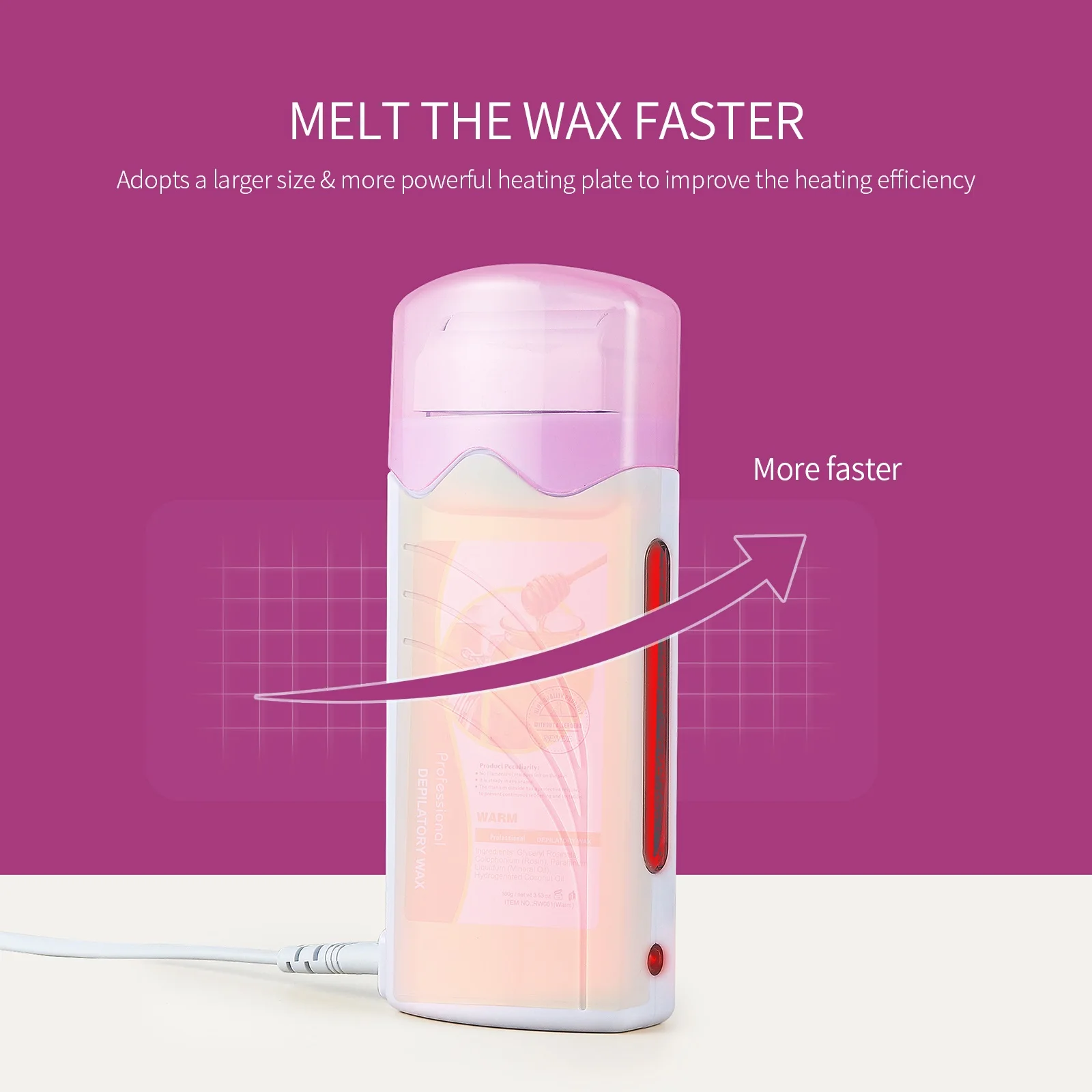 35W Rolling Depilatory Wax Heater Machine Portable Wax Cartridge Hair Removal Cream Fast Heating Home Epilator Waxing Warmer