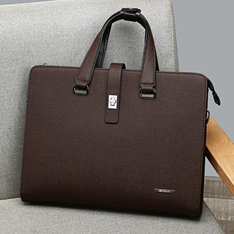New men's handbag, trendy business computer bag, business travel file bag, trendy one shoulder crossbody briefcase