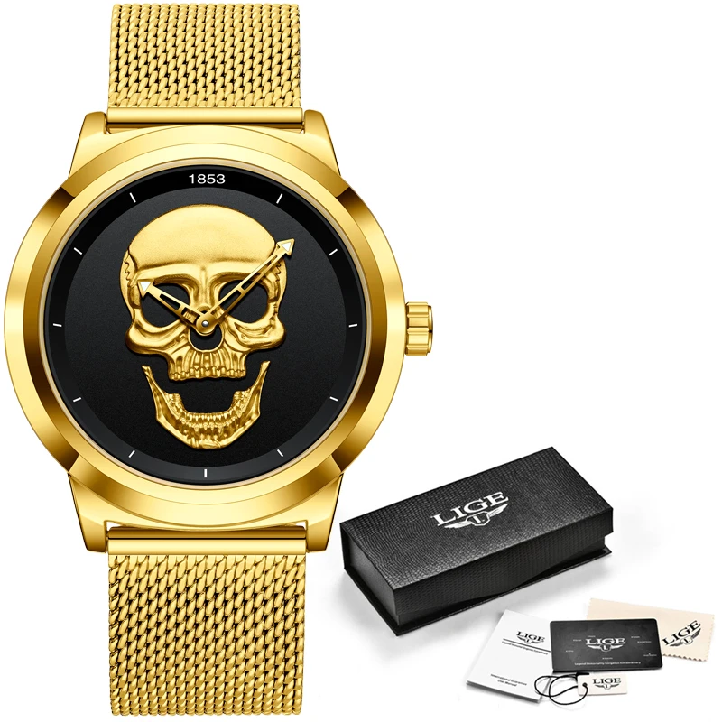 LIGE Creative Skull Design Watch Ladies Top Brand Luxury Women Watch Fashion Waterproof Quartz Watches For Women Montre Femme 6