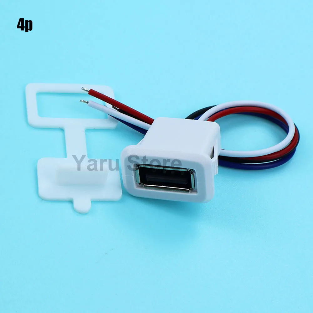 C303BC USB 2.0 여성용 전원 잭 2P 4P USB 2.0 충전 포트 커넥터 데이터 인터페이스 방수 캡 포함