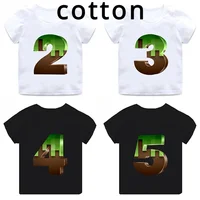 Mc Game Print Funny Boys Clothes 2-14 Years Birthday Number Cartoon Kids T Shirt Baby Gift Tops Girls Children's Cotton T-Shirts 1