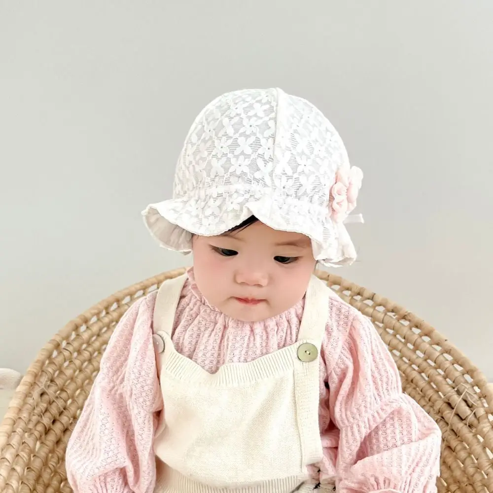 Casual Lace Ruffle Newborn Sun Hat Sweet Sunscreen Infant Bucket Hat Princess Cute Baby Fisherman Hat Summer