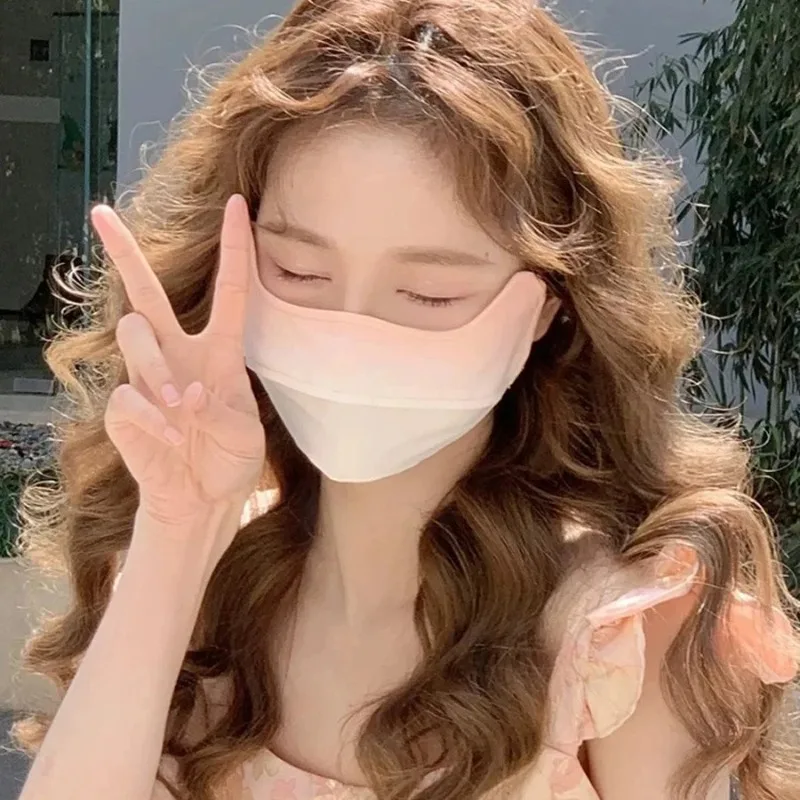 Sunblock Ice Silk Sun Mask Women Summer Adjustable Cute Fashion Gradient Color Protective Mask For Outdoor Cycling Running