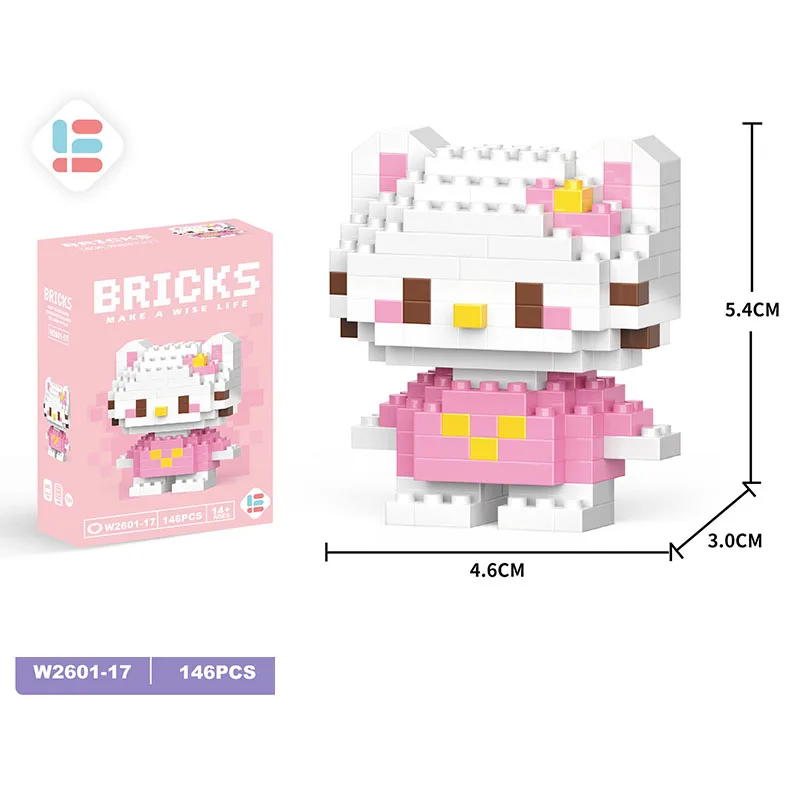 thumbnail image 1 of Nuevos bloques de construcción de figuras de dibujos animados de Sanrio Hello Kitty Melody y Disney Stitch, modelo ensamblado, ladrillos de juguete, regalos para niños, 1 of 5