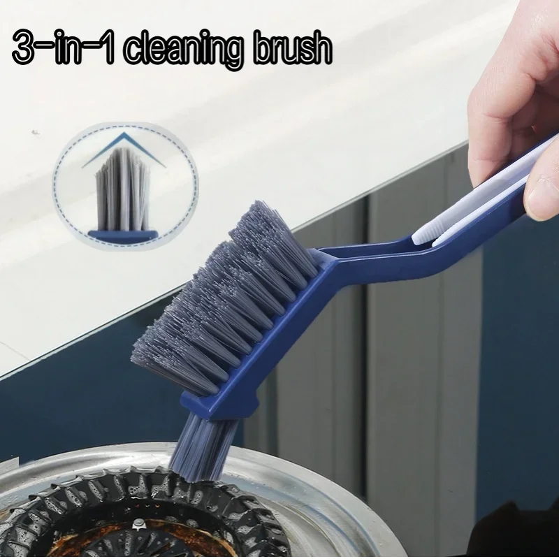 Three-in-one Bathroom Crevice Brush Household Multifunctional Brush Cleaning Corner Floor Cleaning Hard Bristle Tool