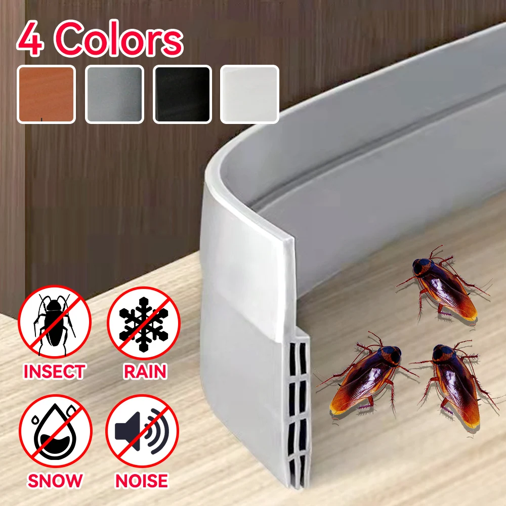4 Color 1M Length Window Door Bottom Self Adhesive Silicone Rubber Seal Weathering Strip Door Sealing Bar Window Sealing Tape