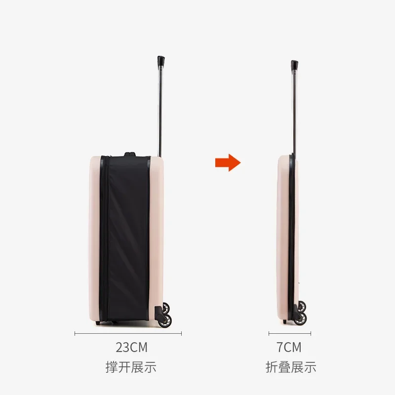 New Folding Suitcase Women's One-way Wheel Trolley Case 20 Inch Boarding Case Men's 24 Inch Portable Travel Case