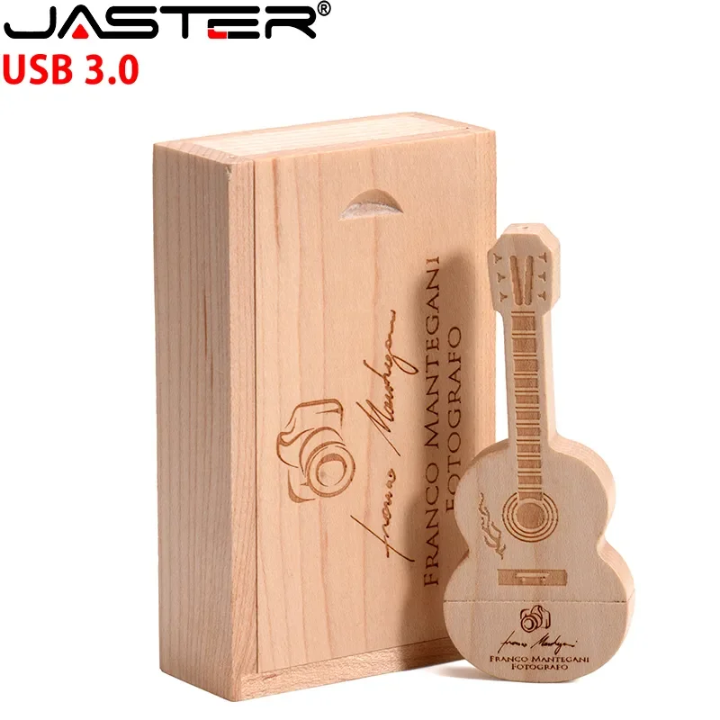 Jaster-guitarra de Madeira Usb 3.0 Flash Drive com Logotipo Personalizado Gratuito Memory Stick Criativo Presentes de Casamento Pendrive 16gb 32gb 64gb 128gb
