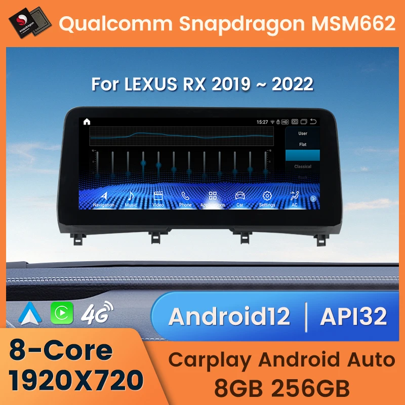 

Wireless Carplay Car Radio 8G+256G For LEXUS RX RX200 RX350 RX450 2019 - 2022 Android 12 Multimedia Video Player Navigation GPS