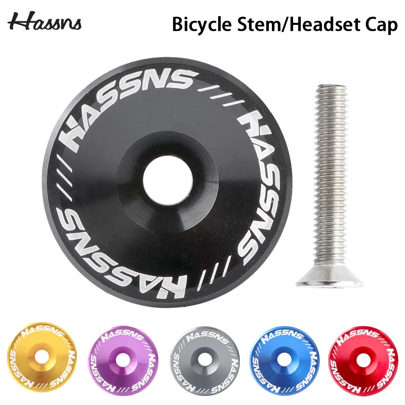 bike stem cap HASSNS Mtb Power Cap Stem Cap Bicycle Headset Top Cover For Mountain Road Bike Table Cover Aluminium Alloy Steering Series Top