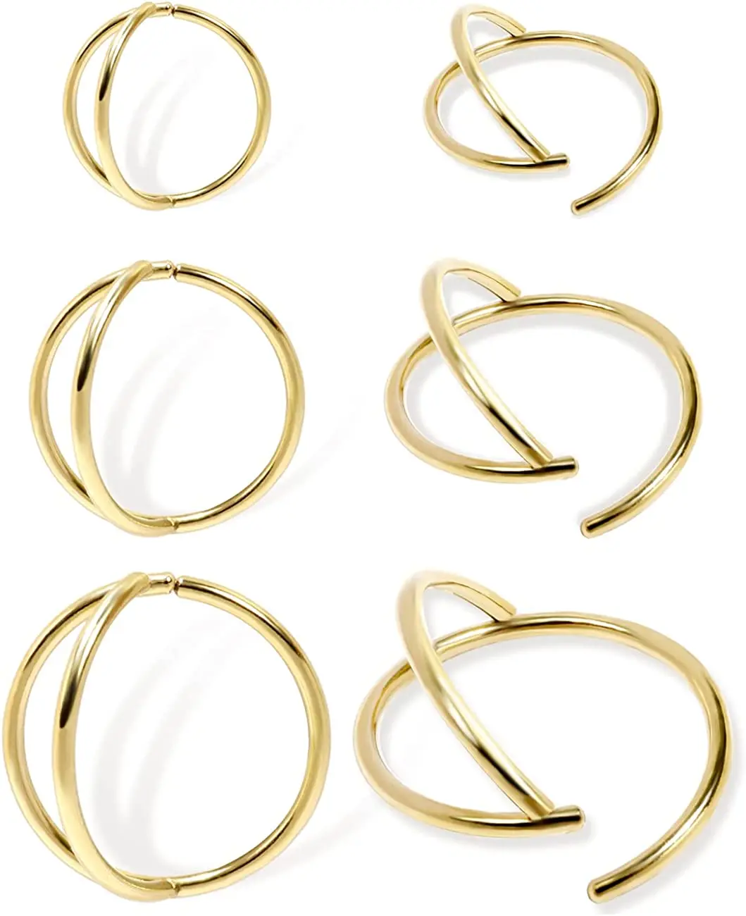

Hoop Nose Rings for Women 316L Surgical Steel Double Nose Ring for Single Piercing in Gold Nose Hoops Nostril Piercing Jewelry