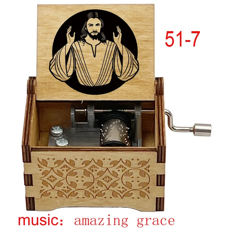 Amazing Grace Wooden Music Box 18 Note Inspiring Musical Theme Family Church Festival Birthday Gift Christian Home Office Decor