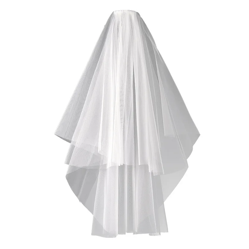 

Well Designed Short Wedding Veil With Comb Cut Edge 2 Layers Simple Mariage Accessories