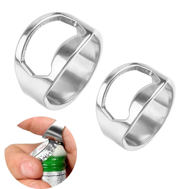 Description Picture 2 of item1-3Pcs Stainless Steel Finger Corkscrew Beer Bottle Opener Tool Versatile Ring-Shape Wine Bottles Open Bartender Tools