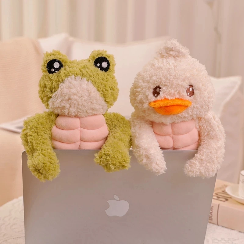 

35/45cm Kawaii Muscle Frog&Duck Plush Toys Funny Muscles Animal Pillow Stuffed Soft Toy Boyfriend Peluche For Girlfriend Gift