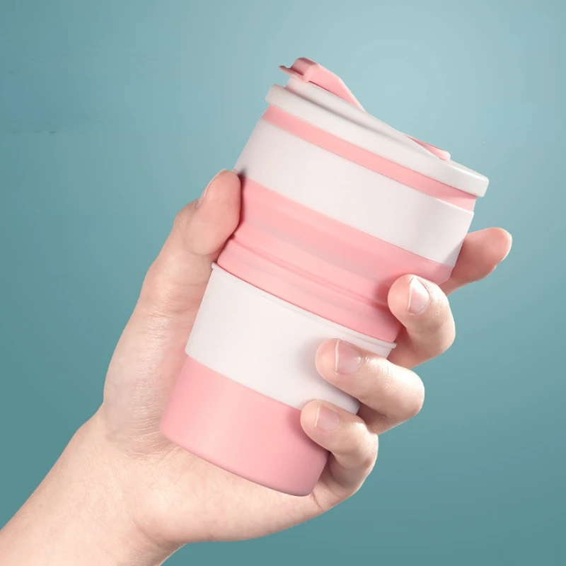 

350ML Silicone PP Folding Cup Collapsible Mug With Cover Coffee Travel Outdoors Portable Water Drinking Tea Cups Multi-function