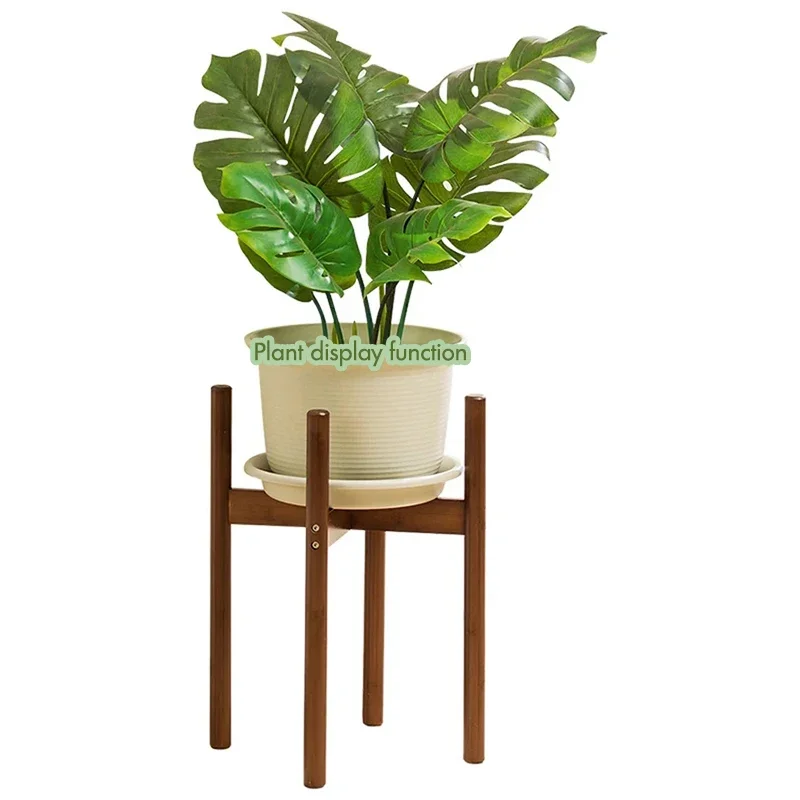 Plant Stand-Adjustable Indoor Plant Stand, Holder, 33/40/50cm Height, Corner Stand for Pots, Bamboo Wood