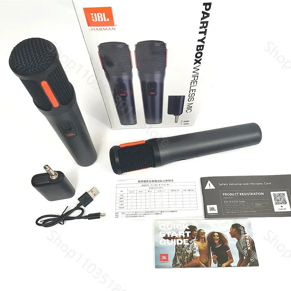 JBL Digital PartyBox PB UHF Wireless Rechargeable Portable Microphone System Dual-Channel Receiver Clear Voice Crisp Sound