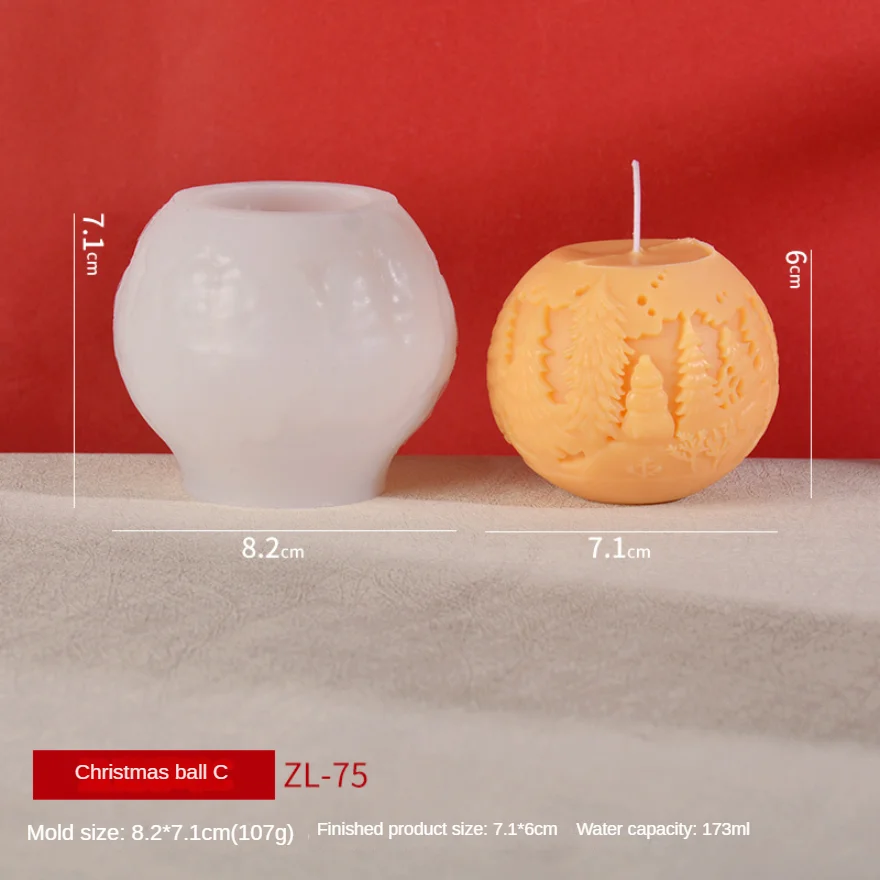 Christmas Ball Aromatherapy Candle Soap Mould Rose Flower Cake Decoration Scented Candle Mold Soap Mould Craft Baking Tools