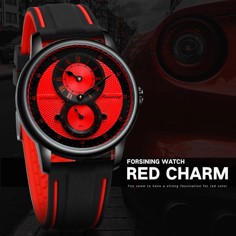 Forsining Orologio da polso automatico da uomo di lusso bianco blu Orologio meccanico impermeabile trasparente Orologio sportivo da uomo con cinturino in silicone_voghion.com