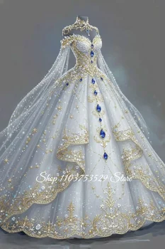 Abito da Sposa Glamour con Applicazioni in Cristallo, Personalizzato, Lussuoso Abito da Sposa in Tulle con Perline, Abito da Sera per Occasioni Formali