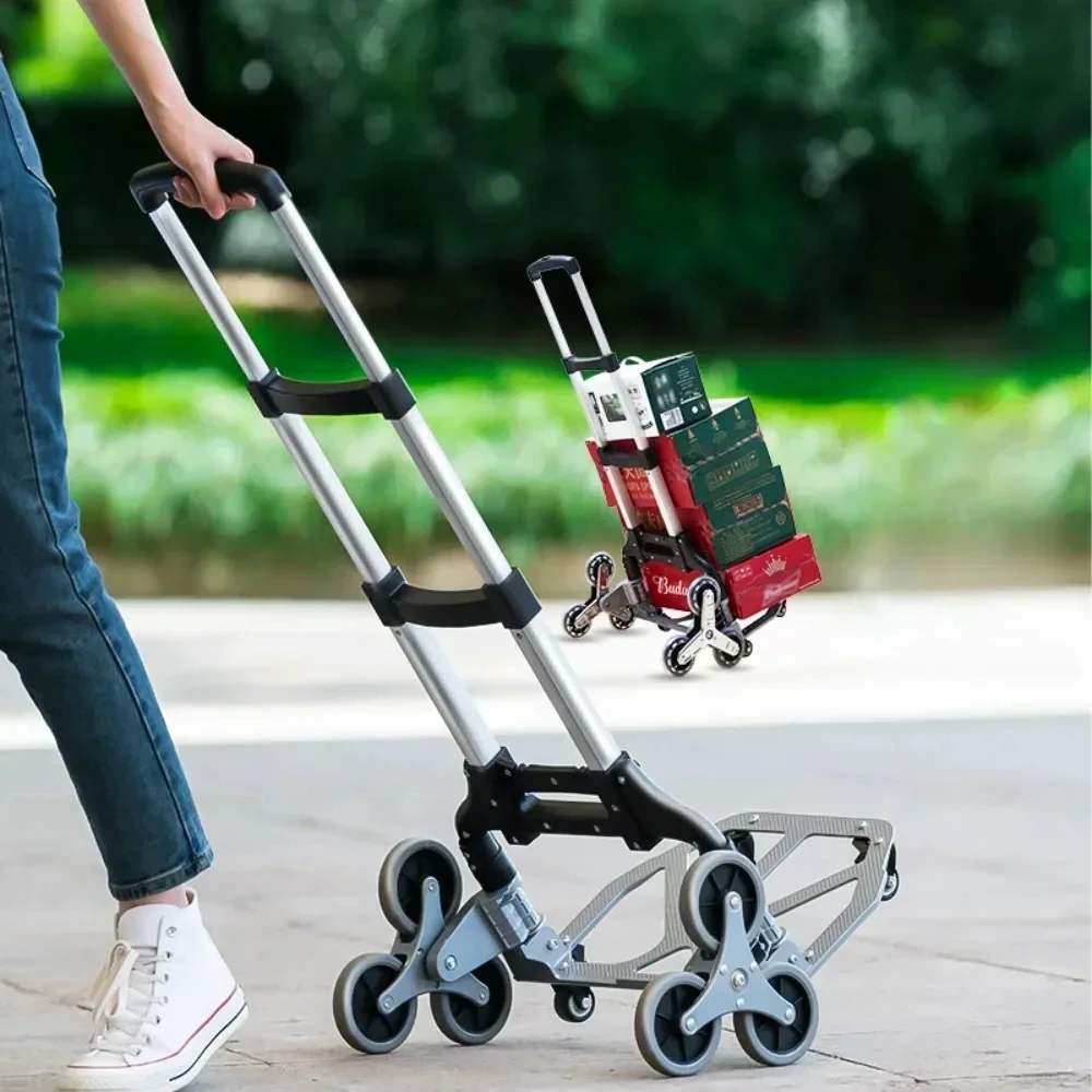 Stair Climbing Trolley All Terrain Pushcart Portable Aluminum Alloy Folding Shopping Trolley folding shopping cart