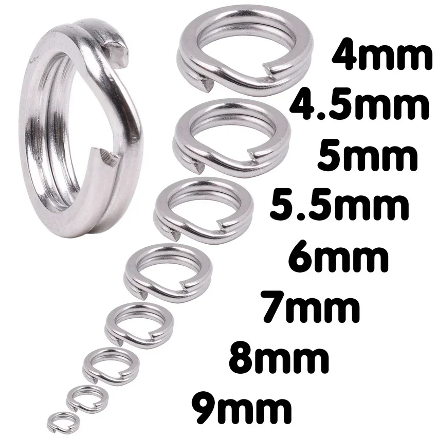 Fishing Ring Connector 50pcs or 100pcs Stainless Steel Split Ring Diameter 3mm To 8mm Heavy Duty Fishing Double Ring Connector
