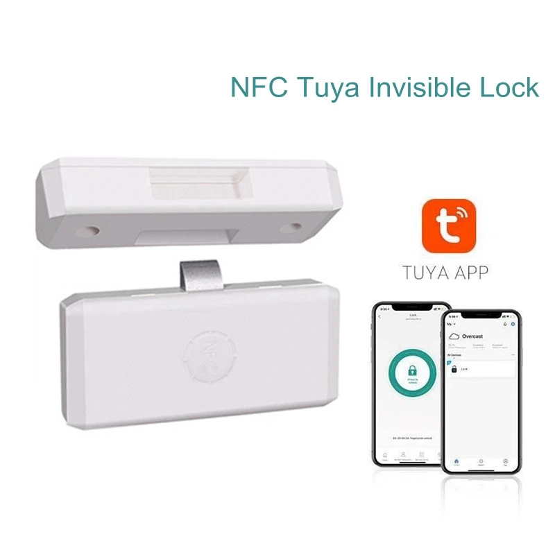 NFC Smart Drawer Lock Tuya APP/EM Card Unlock No Hole File Cabinet Furniture Electronic Keyless Invisible Sensor Locks Switch