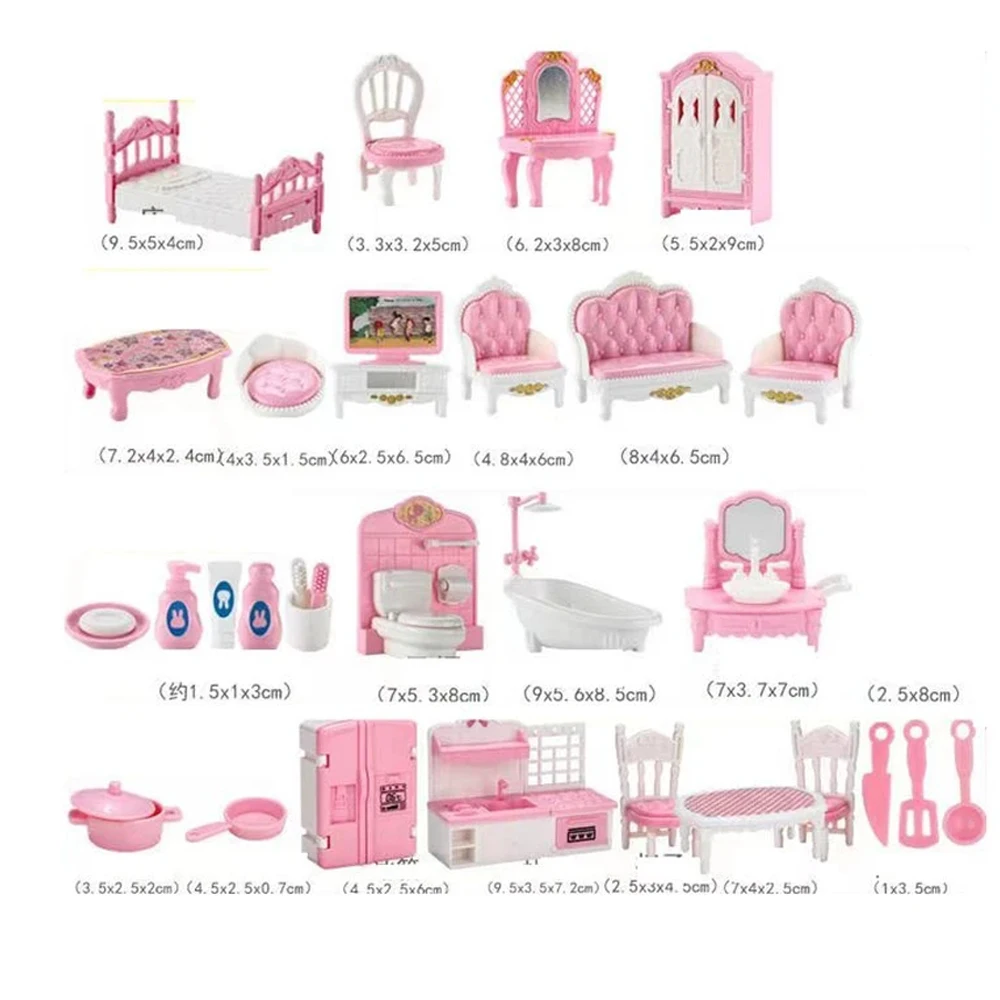 10 items Kawaii Pink Miniature Dollhouse Furniture Accessories
