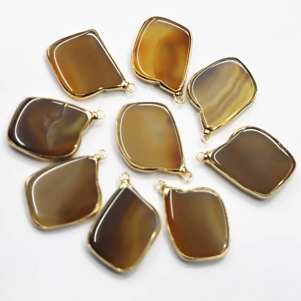 Natural Stone Agate Color Irregular Phnom Penh Necklace Pendant Mineral Cure Fashion DIY Make Jewelry Accessories Wholesale 6Pcs