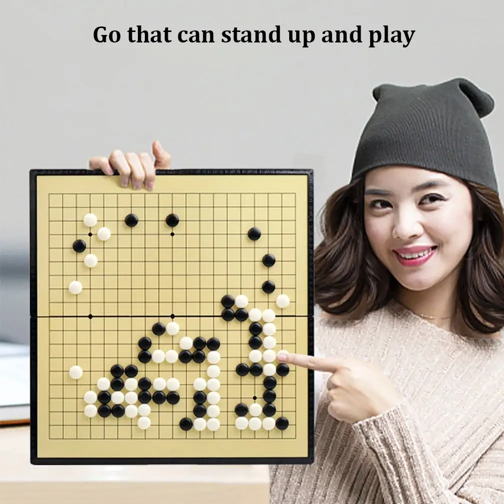 접이식 Weiqi 아크릴 체스 게임 세트, 블랙 화이트 체스 맨, 어린이 퍼즐, 체스 보드 게임 장난감 선물, 새로운 마그네틱 고 게임