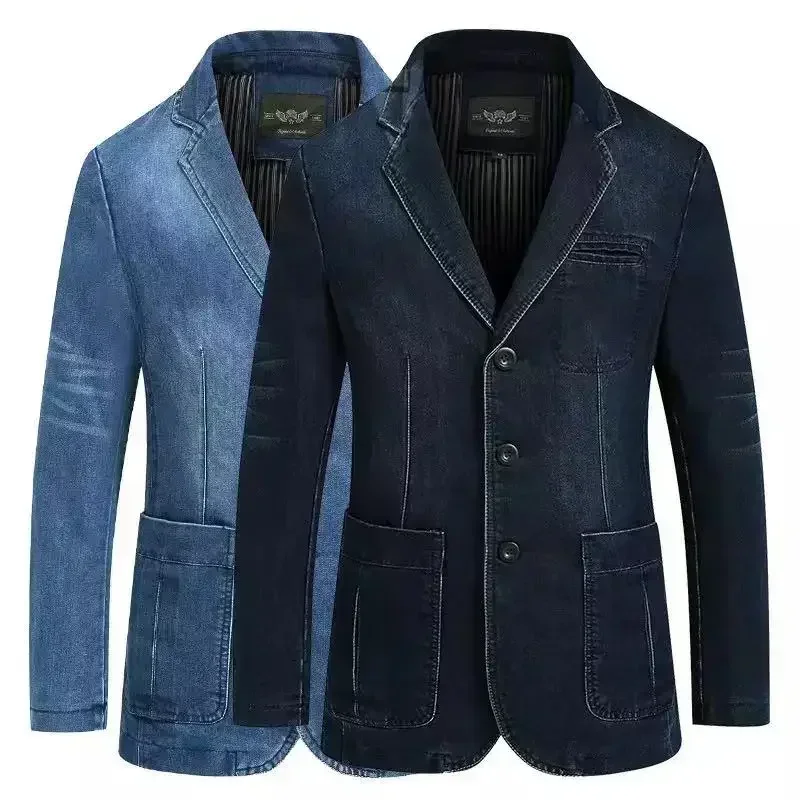 

Новейший мужской Джинсовый блейзер, Мужская модная хлопковая винтажная куртка, мужское синее пальто, джинсовая куртка, мужской облегающий Джинсовый блейзер, верхняя одежда