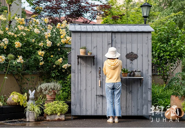 KQP Jardin Armoire De Rangement Jardin Rangement extérieur Locker  Chaussures Boîte à Outils Anti-Pluie en Bois Massif anticorrosif Cour  Balcon Balcon Extérieur Étanche Débris De Stockage : : Jardin