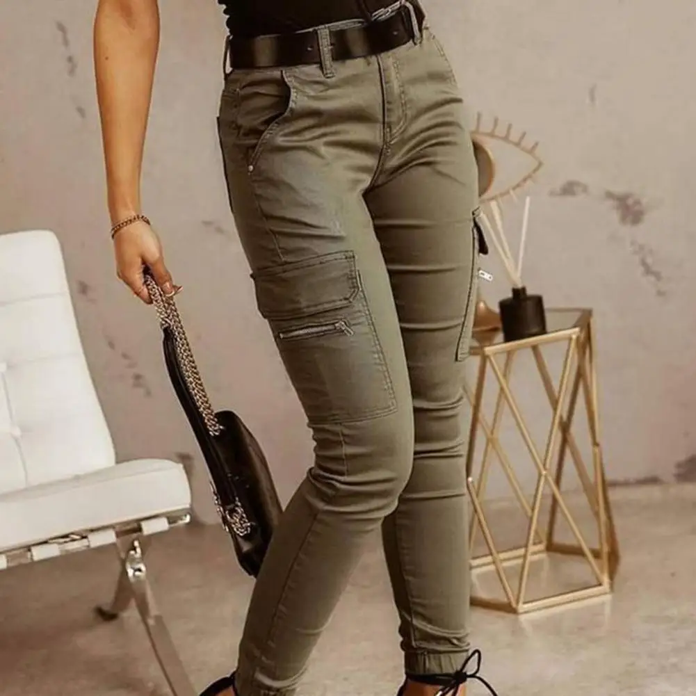 

Trendy Office Lady Sweatpant Soft Women Pants Solid Color Solid Color Ankle Tied Pants Slim