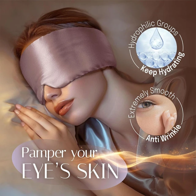 Maschera per dormire in seta di gelso al 100% Benda sull'occhio che blocca la luce Maschera per gli occhi morbida imbottita da viaggio Aiuto per dormire per il sonno Patch Slaapmasker 3