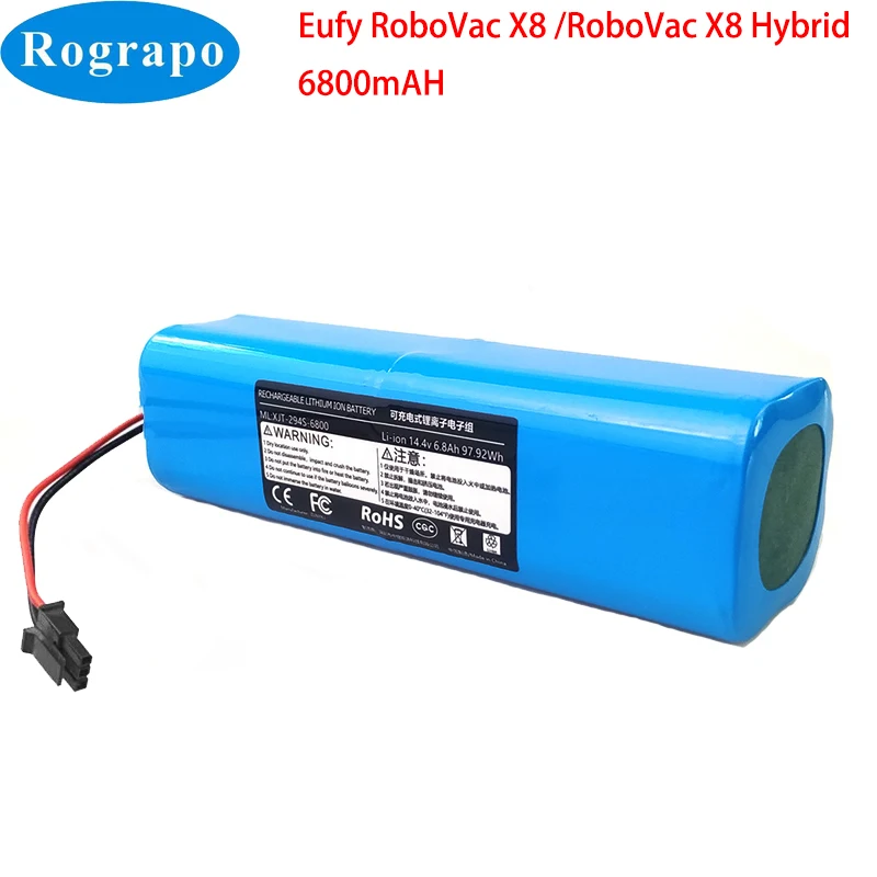 Nuova Batteria Robot 14.8V 6800Mah Per Aspirapolvere Robot Eufy Robovac X8 Hybrid White T226X