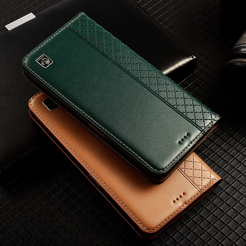 Napa Grid Genuine Leather Phone Case Cover