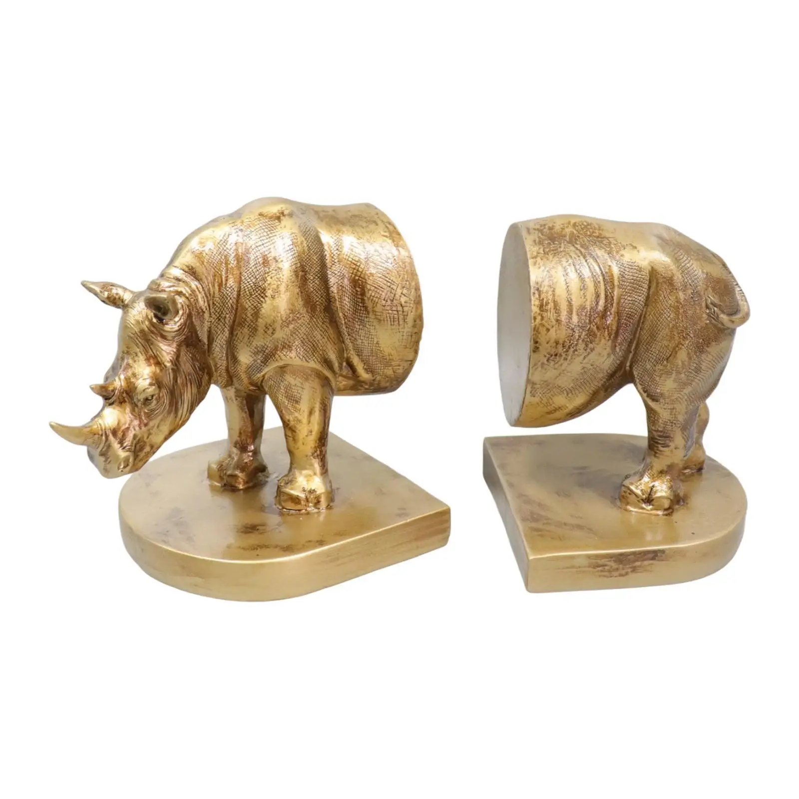 2x Decorative Bookends Book Stand Multifunctional Functional Rhino Statues Rhino Bookends for Coffee Tables Living Room
