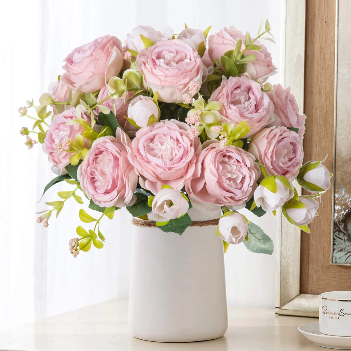 Elegant White Silk Peonies for Home and Event Decoration