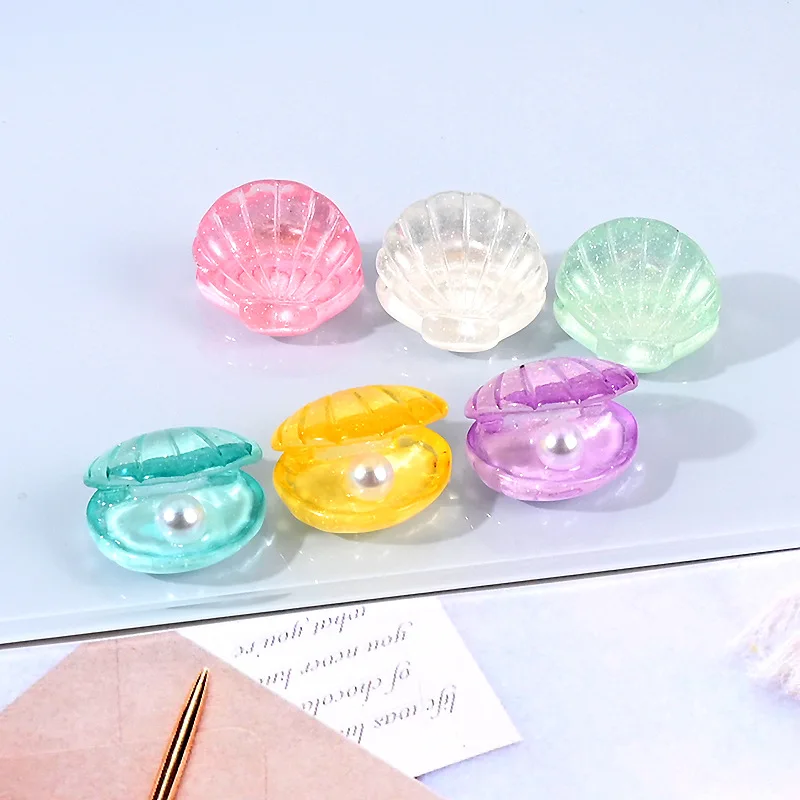 

10pcs New 3D Simulated Shell and Pearl Resin Flatback Cabochons Scrapbook DIY Ornaments Jewelry Accessories Supplies R194