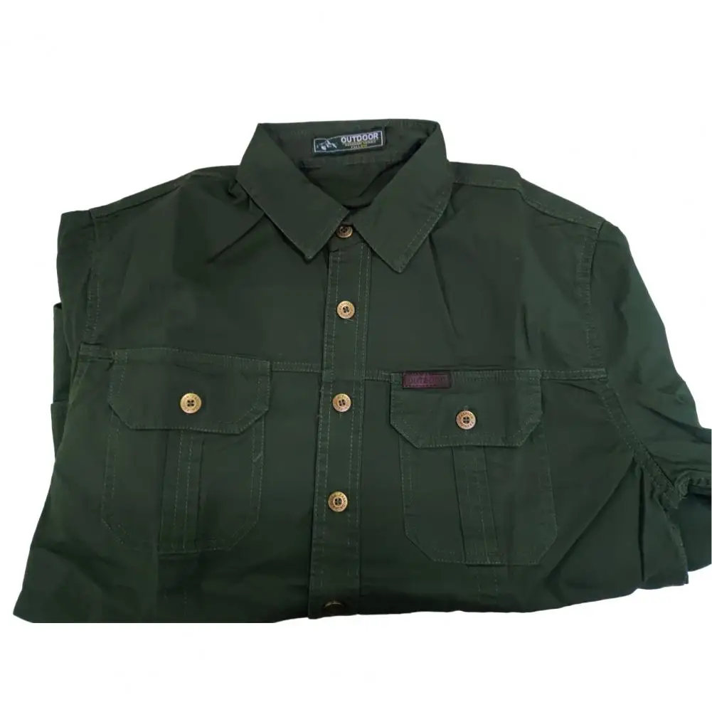 

Lapel Shirt Breathable Sweat-absorbing Men's Casual Shirts with Turn-down Collar Button Closure for Everyday Wear Summer Shirt