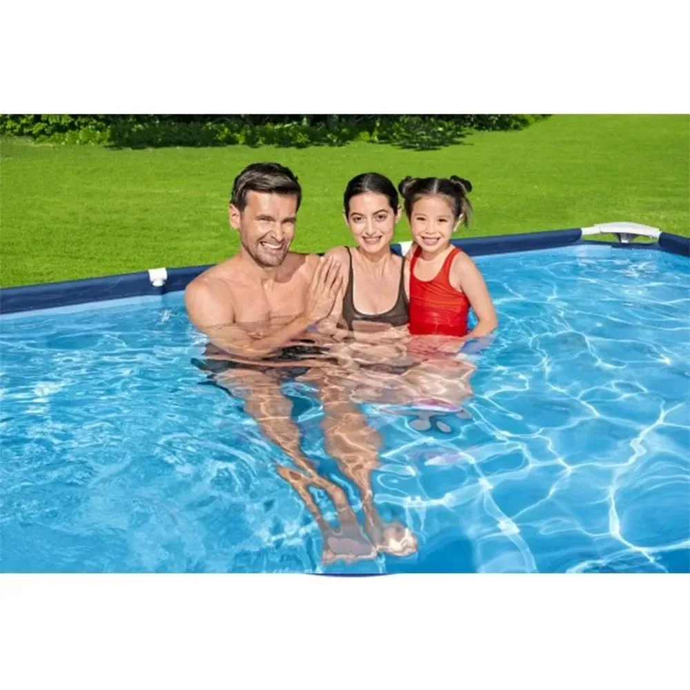 13ftX 6ft，11inX32in.Swimming Pool, Rectangular Steel Frame Above Ground Outdoor Backyard Swimming Pool Set